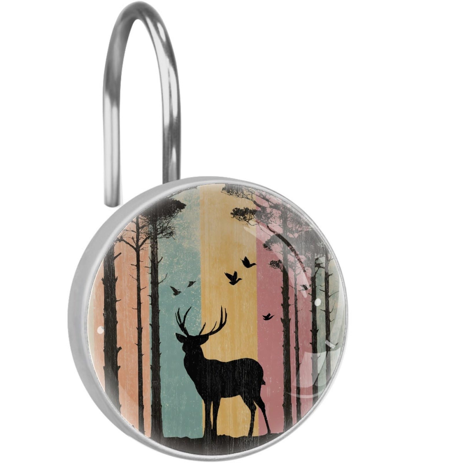 VAPOKF Shower Curtain Hooks, Deer Rust Proof Decorative Shower Curtain Rings, Modern Farmhouse Designer Shower Curtain Hangers for Bathroom, 12Pcs