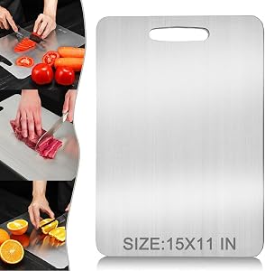 Titanium Cutting Boards, 100% Pure Titanium Cutting Boards for Kitchen - Cutting Edge Hygiene & Durability, Double Sided Medical-Grade Cutting Mat(15.4 * 11 in)