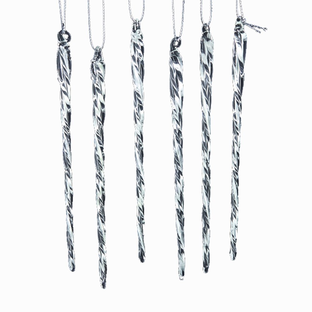 Kurt Adler Eiszapfen aus Glas, Dekoration, leuchten im Dunkeln, 24-teiliges Set (13,36 cm)
