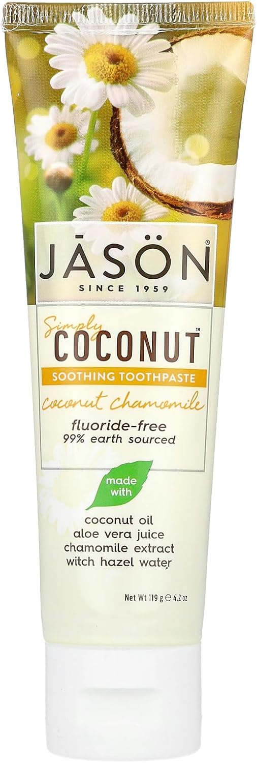 Jason Simply Coconut Strengthening Fluoride-Free Toothpaste, Coconut Mint, 4.2 Oz