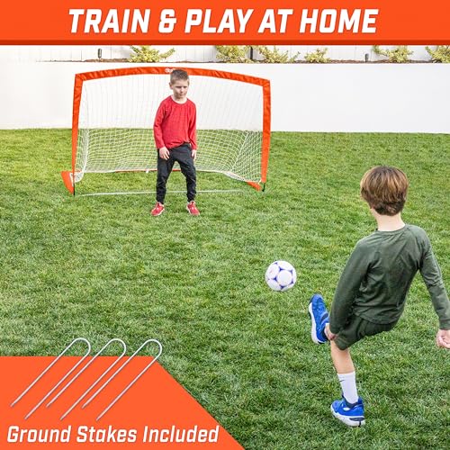Image of GoSports Portable Soccer Goals for Kids - 13 Color Options - Choose 4 x 3 ft or 6 x 4 ft - Team Tone Pop Up Nets for Backyard
