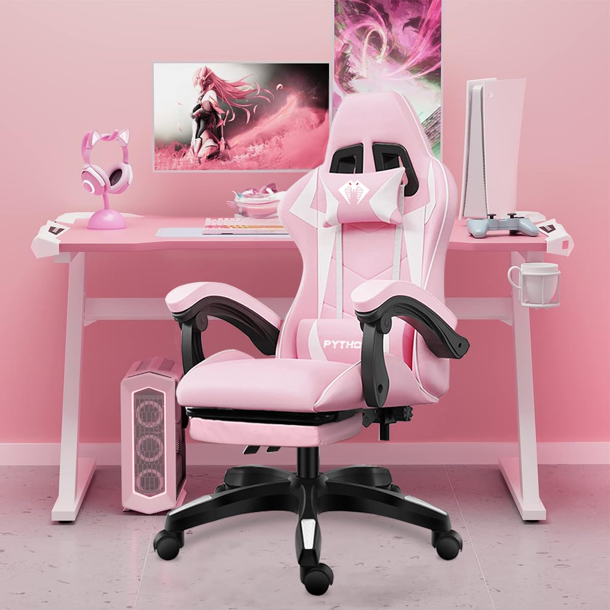 Cadeira Ergonomica Gamer (Rosa) - Rosa