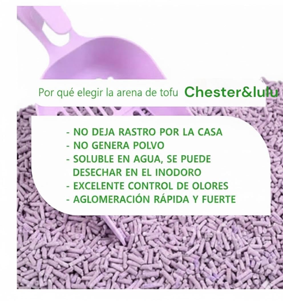 EcoSand Arena para Gatos de Tofu – Súper Premium, Suave y Aglutinante, Ecológica y Biodegradable, Control de Olores, Aroma Lavanda – 24L Pack de 4