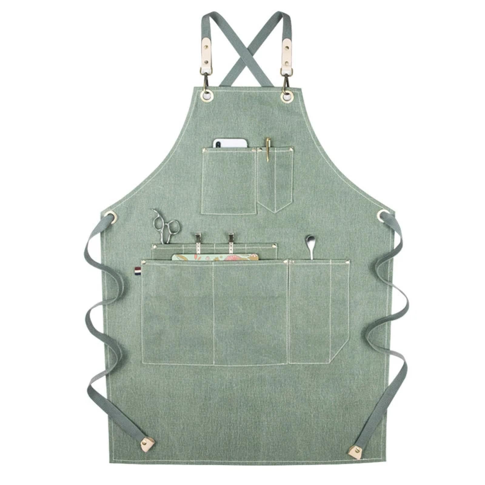 Küche Schürze Apron Schürze Unisex Arbeits Kleidung Für Männer Leinwand Lätzchen Einstellbar Kochen Für Frau Mit Werkzeug Taschen Küchen Schürzen