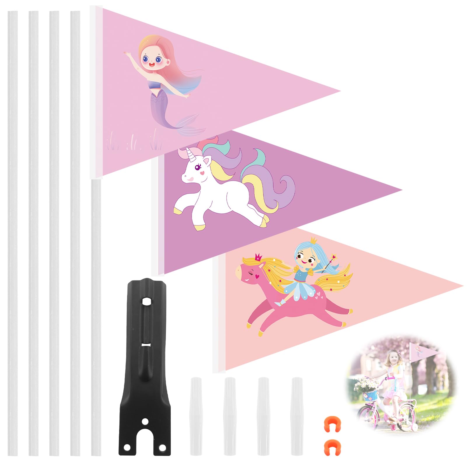 Bandiere Sicurezza Per Bici Bambini - Set 3 Pezzi Con Gagliardetti Pirata, Dino E Vigili Del Fuoco - Foto 7