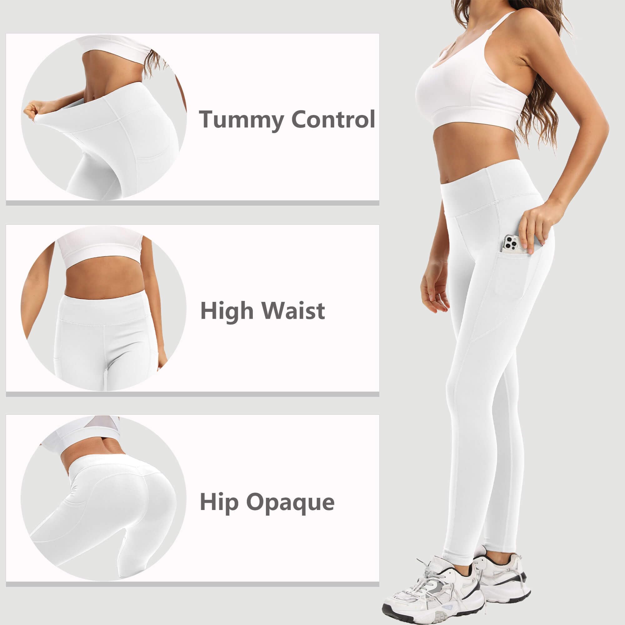 adorence Leggins Sportivi Donna (Morbido Come Un Burro, Vita Alta, 2 Tasche Laterali) Leggins Palestra Donna