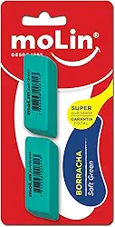 Borracha Soft Green, Molin 14224, Multicor, Pacote de 2