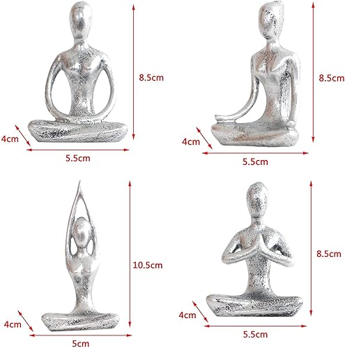 Miniatura 4 de 4pcs Yoga Escritorio Figurines Niña Estatua Yoga Pose Escultura Yoga Estatuilla Decoración para el Hogar Escritorio Decoración - Plata