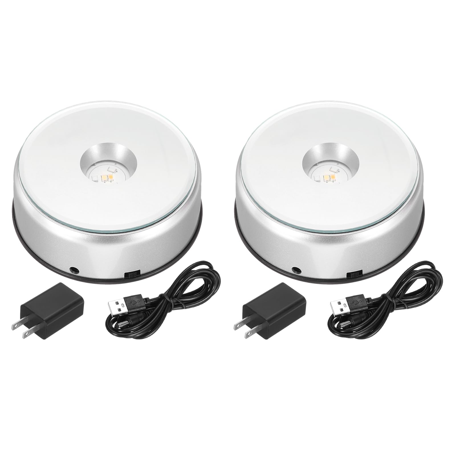 PATIKIL Drehbare LED-Displaybasis 360° – 4,5 X 3,5 Zoll, 8 Lichtmodi, Schwarz, Für Kristalle & Schmuck