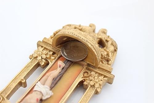 Miniatura 3 de Religious Church Supplies Crucifijo de latón macizo, hermoso Jesús, placa de pared