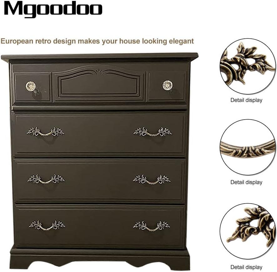 Mgoodoo 5PCS 6.6" Antique Bronze Drawer Handle, French Provincial Dresser Pull Euro Style Closet Knob for Nightstand Door Cabinet Cupboard Furniture Kitchen Bathroom Bedroom