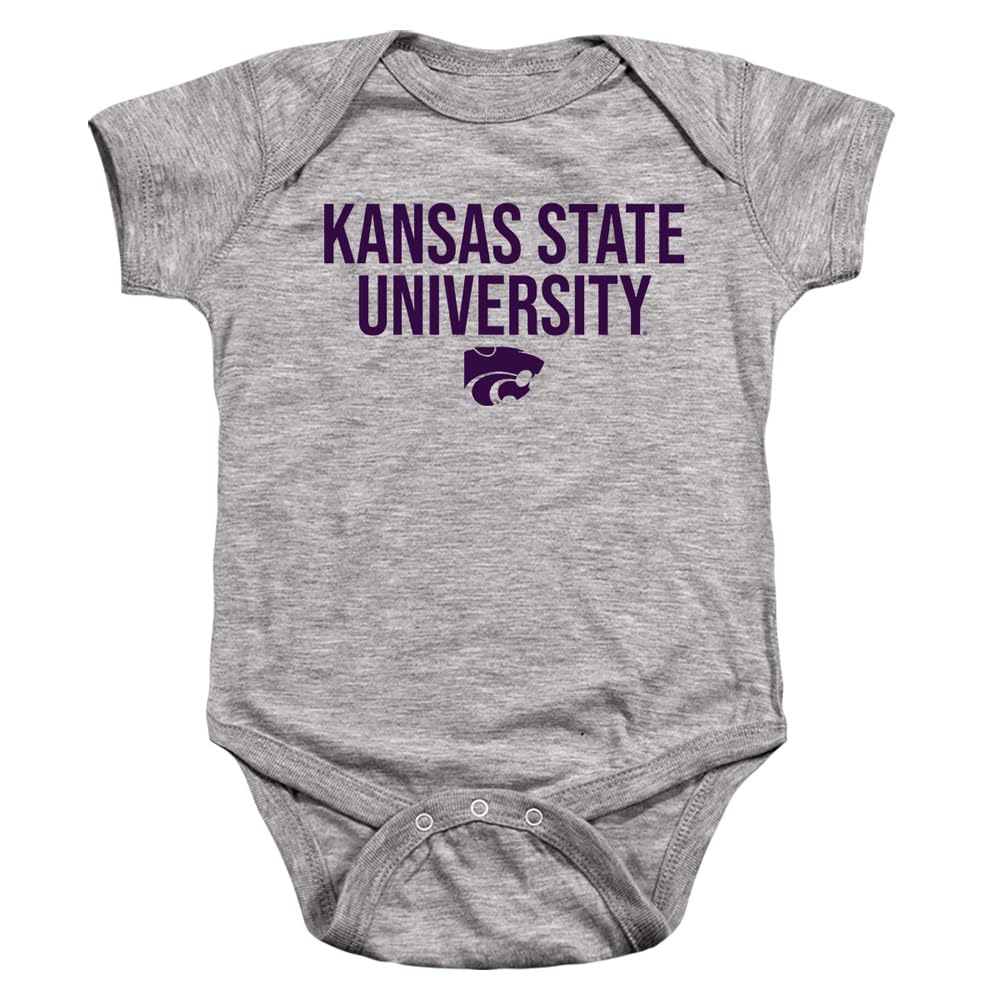 Kansas State University Official Stacked Unisex Infant Snap Suit for Baby,Athletic Heather, 6 Months