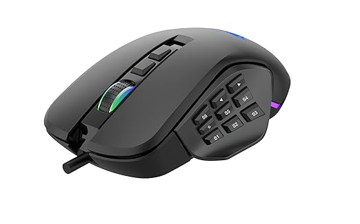 Aula H510 High Precision MOBA/MMO/FPS Wired Gaming Mouse, with 9 Programmable Side Buttons, RGB Backlight, 10,000 DPI Adjustable Games & Office Dual-Mode Ergonomic Optical PC Computer Mice (Black) at Rs. 2872