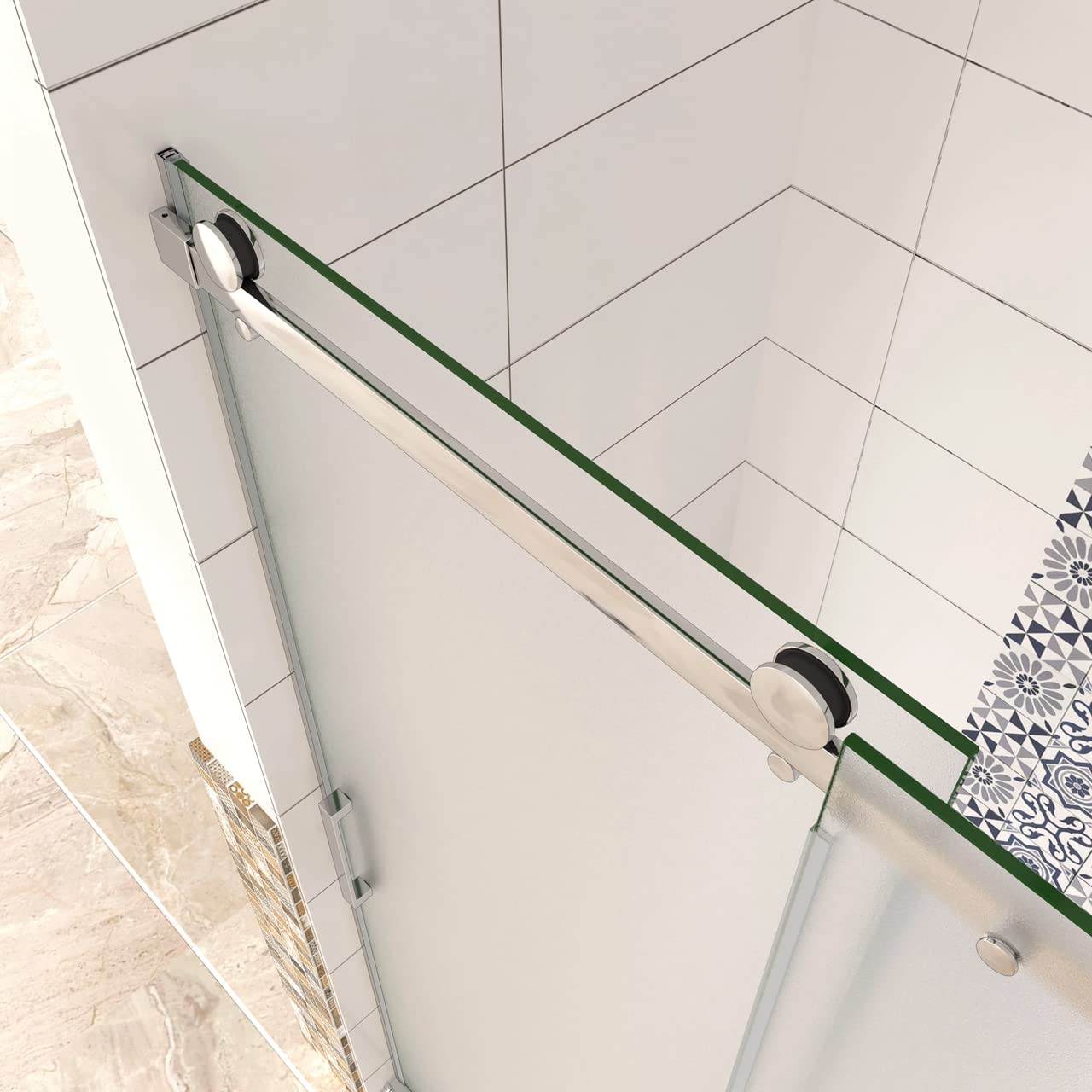 Box Doccia Per Nicchia Porta Scorrevole Ingresso Sinistro Vetro 8 mm Temperato Satinato Opaco Anticalcare 140x195 cm