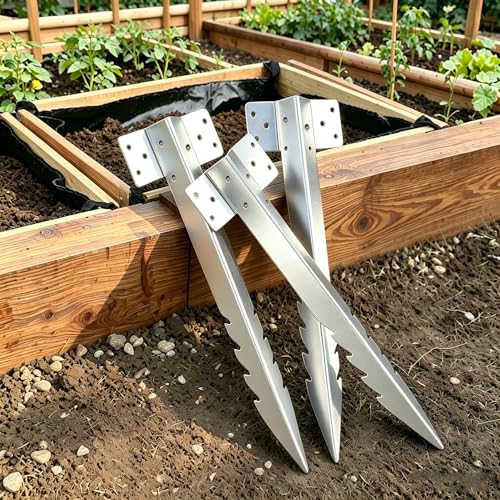 Lot de 10 petits supports de traverses de chemin de fer robustes pour traverses de jardin dentelées pour lits surélevés en bois, allée, bordure de chemin