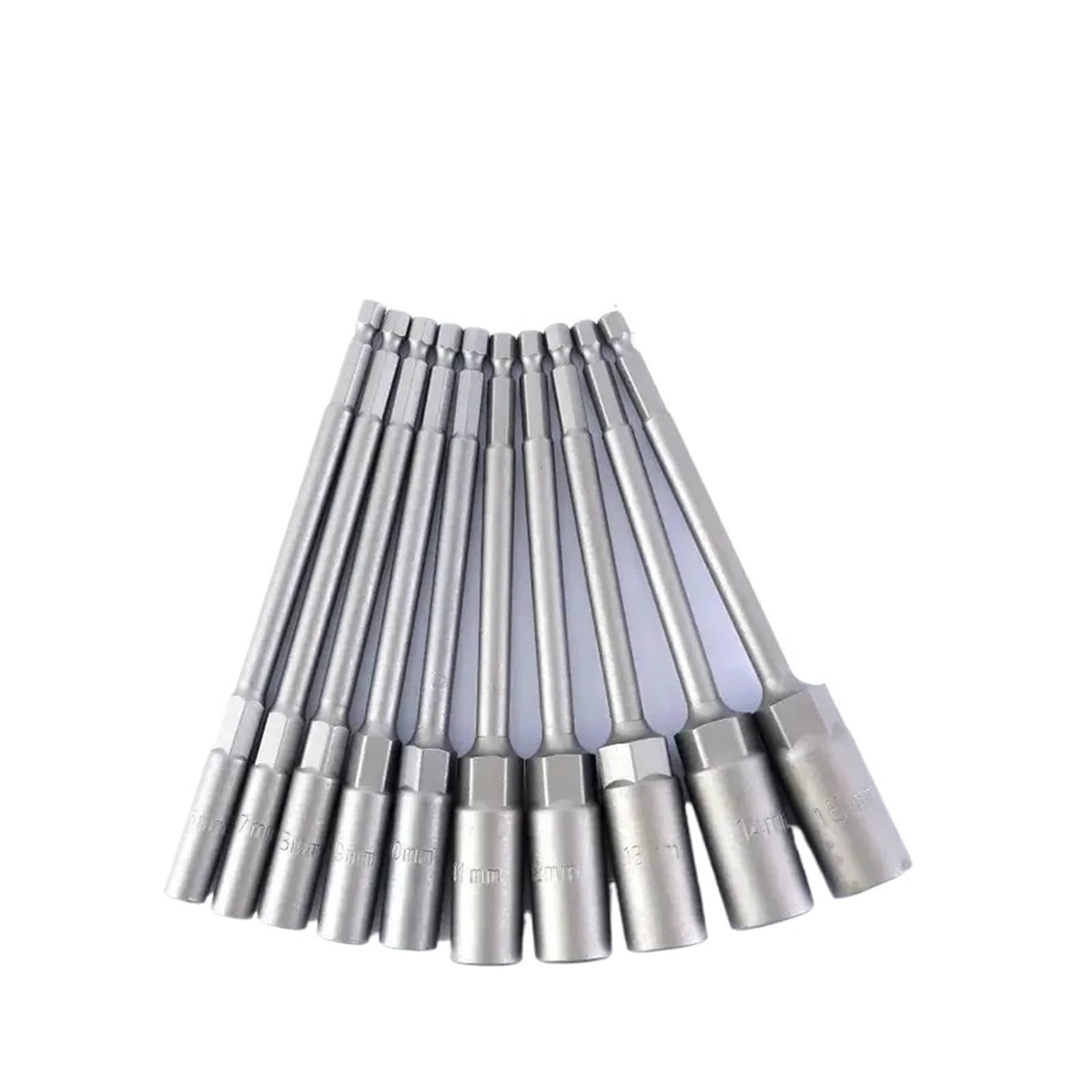 Xchiaueo 10Pcs 1/4Inch Hex Socket Set With 150Mm Length Nut Driver Drill Bit 5.5-19Mm Impact Adapter For Power Tools