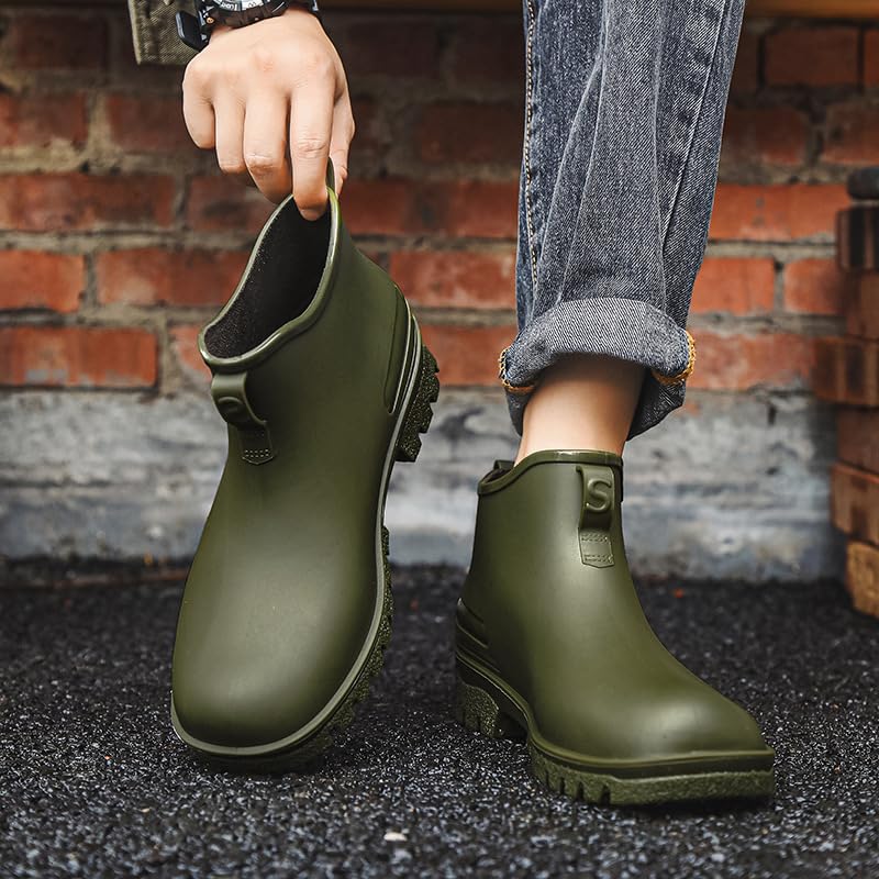 Unisex Slip-Resistant PVC Rain Boots for Men & Women, Low-Cut Waterproof Kitchen Shoes with Thick Sole, All-Season Comfort (Regular & Fleece Lined)2