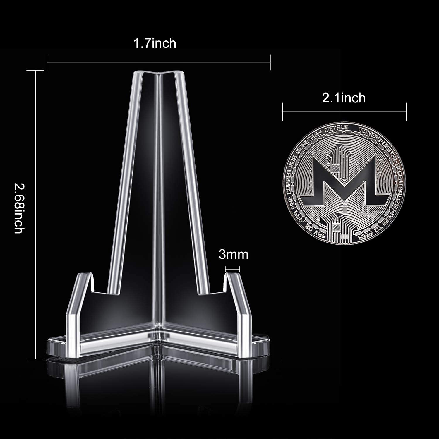 Supporti Espositori Per Monete - 15 Cavalletti Trasparenti In Acrilico Per Collezioni, Medaglie E Oggetti Da Collezione