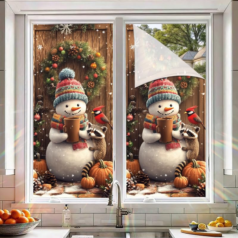 Vinilo Decorativo para Ventana Navideño con Muñeco de Nieve miniatura 5