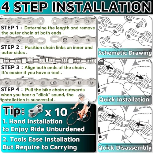 image for HuGuWdy Missing Link 10 Pcs for 6/7/8 Speed Bike Chain Master Link For