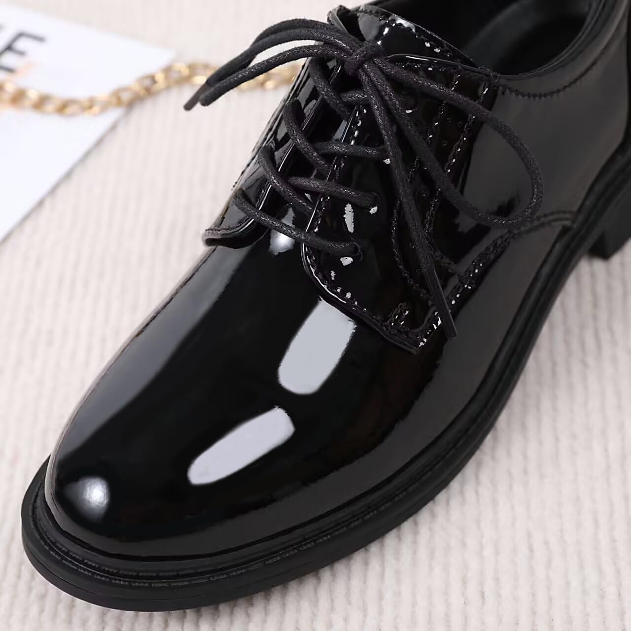Oxford Shoes for Women Black Formal Lace up Flats Dress Saddle Work Office Ladies Business Casual Dressy Shoes - Image 5
