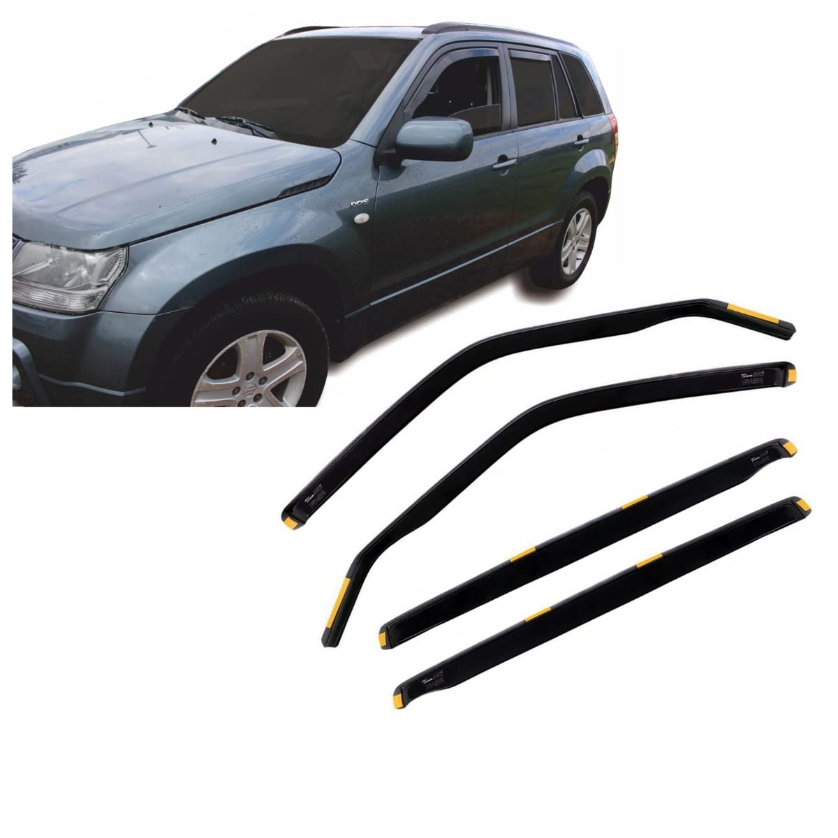 Deflettori Antiturbo J&J Per Fiat Grande Punto 5 Porte (2005-2018) – Set 2 Pezzi Anteriori, Acrilico Tinto, Antivento E Antipioggia, Montaggio A Incastro