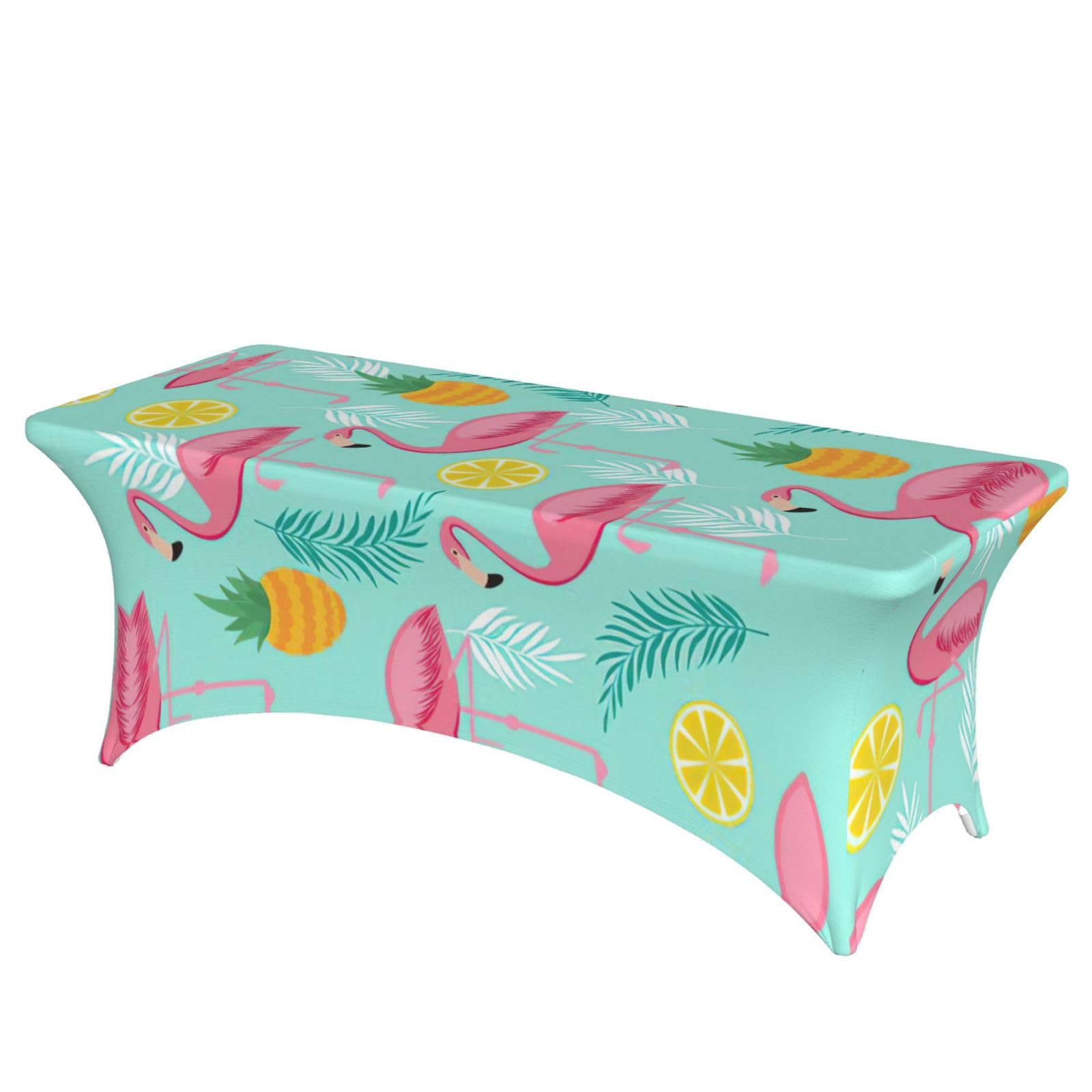 Housse de table élasthanne imprimé flamant rose : nappe rectangulaire mariage 1,8m