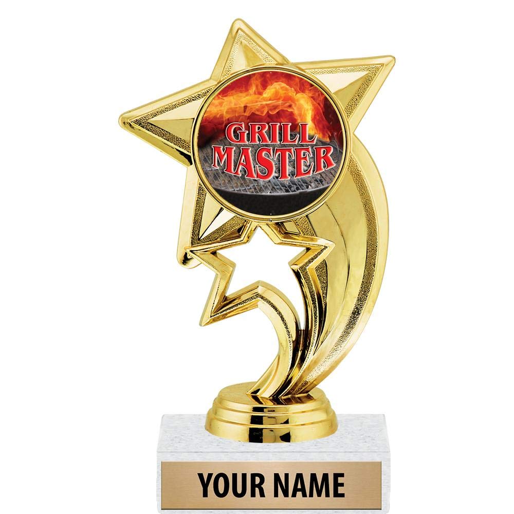 6" Gold Grill Master Trophies, Custom Star Rocket Grill Master Trophy Award
