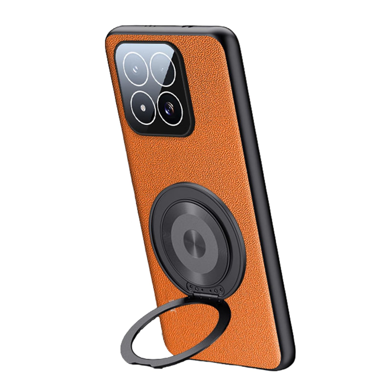 Fdujinh Orange Leather Case For Xiaomi 17Max, Swivel Ring Stand Shockproof Cover Slim Thin Lens Protector Phone Case,,17Max