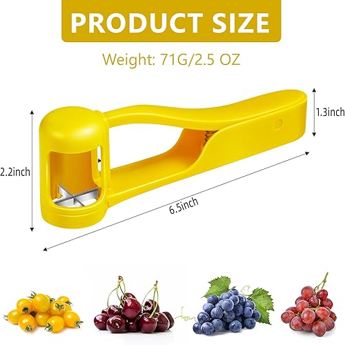 Miniatura 3 de Cortador de uva, cuchillas de acero inoxidable, cortador de uva de cuarto con 4 piezas de ensalada de frutas y verduras, cortador de cocina, tomate,