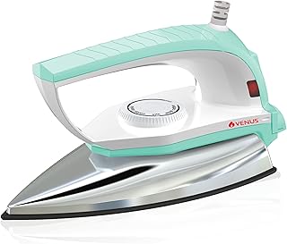 Venus Iris 750 Watts Dry iron | ISI | Weilburger Dual Coat Non-stick Soleplate (Jade green) | 750W Compact & Lightweight | Shock-Proof Design | Temp Control | Swivel Cord