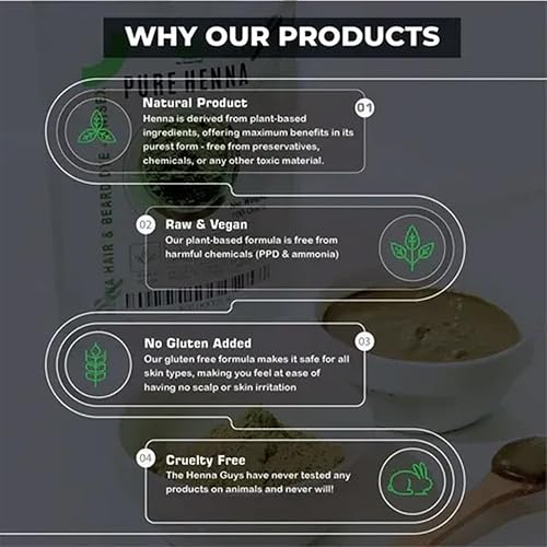 Miniatura 5 de Tintura de henna para cabello y barba, 100 % natural y libre de químicos, The Henna Guys, Paquete de 1