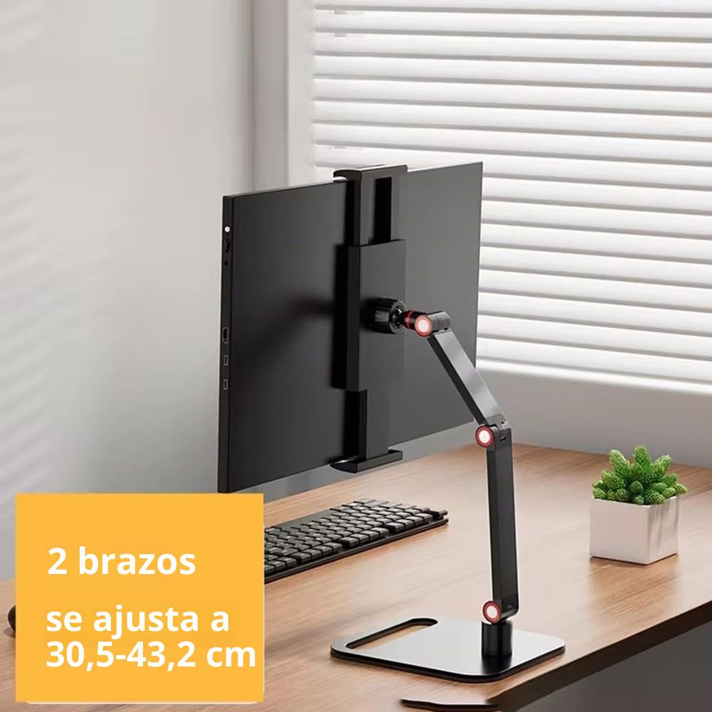 Soporte de monitor portátil, soporte de escritorio de metal universal, 16 pulgadas, soporte plano de escritorio para transmisión en vivo