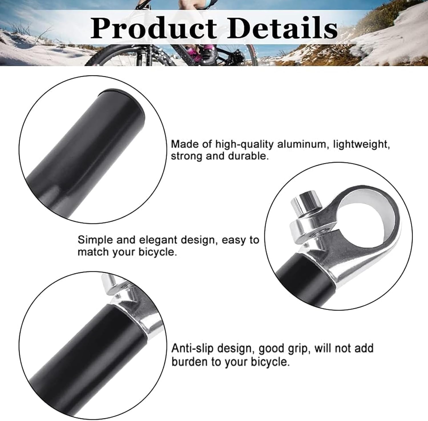 Manopole Bici Antiscivolo - In Lega Alluminio, Ergonomiche, Per MTB E Strada, 22.2 Mm - Foto 4