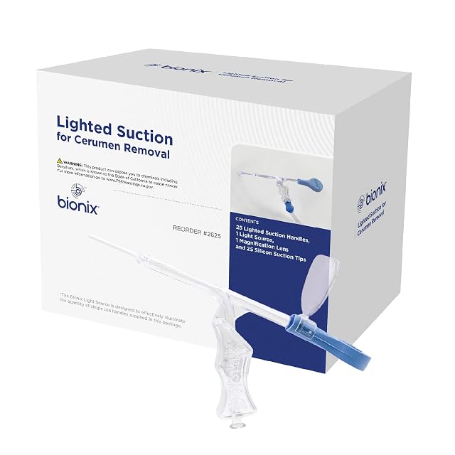 Bionix - Lighted Suction Handles Earwax Removal Tool Helps Remove Excess Wax Round Foreign Objects Convenient Easy to