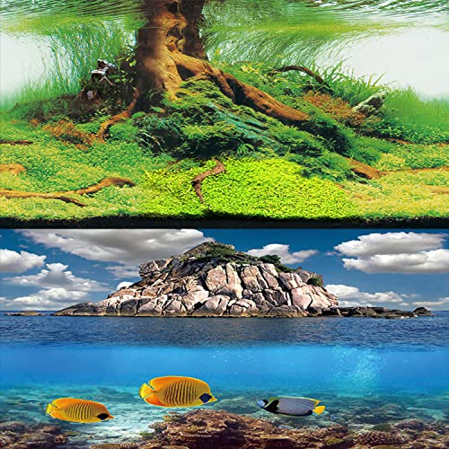 ELEBOX 3D Aquarium Background Double Sides Fish Tank Wallpaper Background