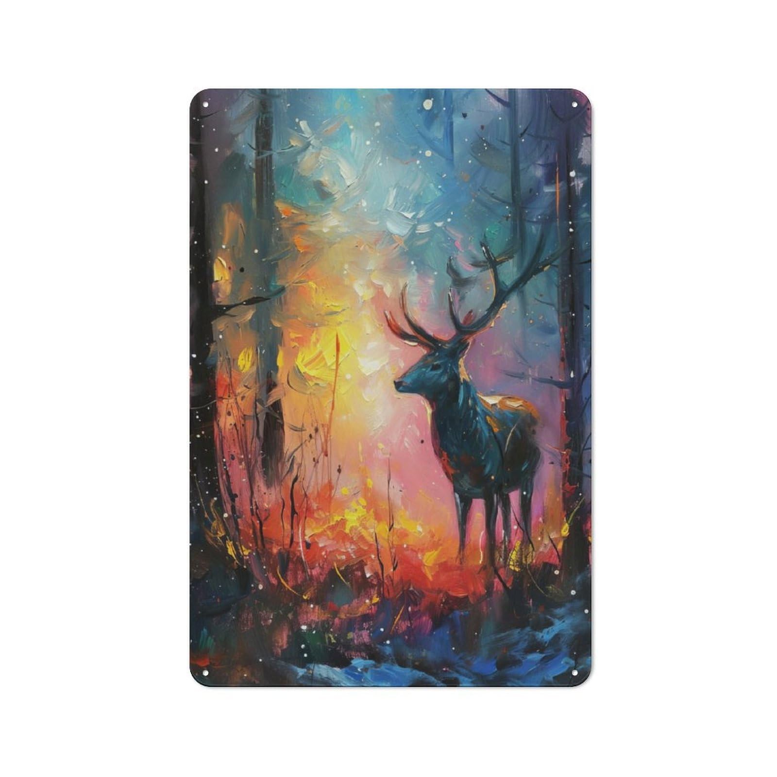 Kitchen Metal Sign with Deer in Jungle Design 30x20cm, Cosy Kitchen Wall Decor for Bakery, Diner, Cafe Or Family Room