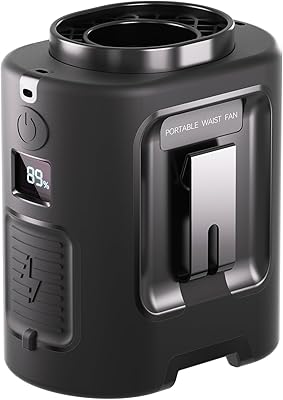 Portable Waist Fan, 4 Speeds 13000RPM Strong Airflow, belt fan with up to 22H of Working Time, Hands-Free Neck Fan, Rechargeable Wearable Personal Fan for Outdoor, Hiking,Jobsite, Farms