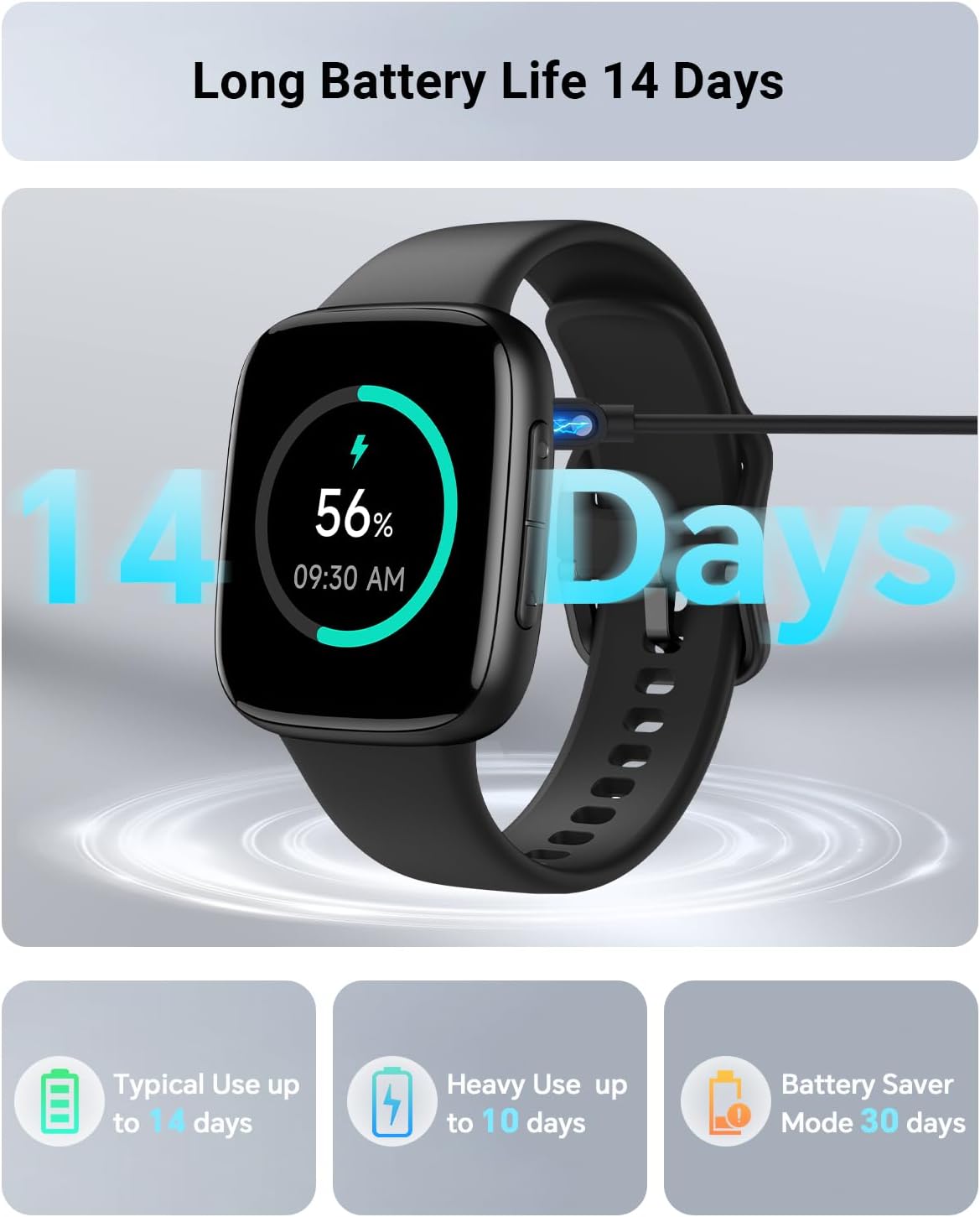 Gydom Smart Watch for Men/Women, 1.85" AMOLED Vivid Screen Fitness Watch for iPhone/Samsung/Android, Health Tracker with Heart Rate/Sleep/SpO2, Answer/Make Call, 3ATM Waterproof, 120+ Sport Modes