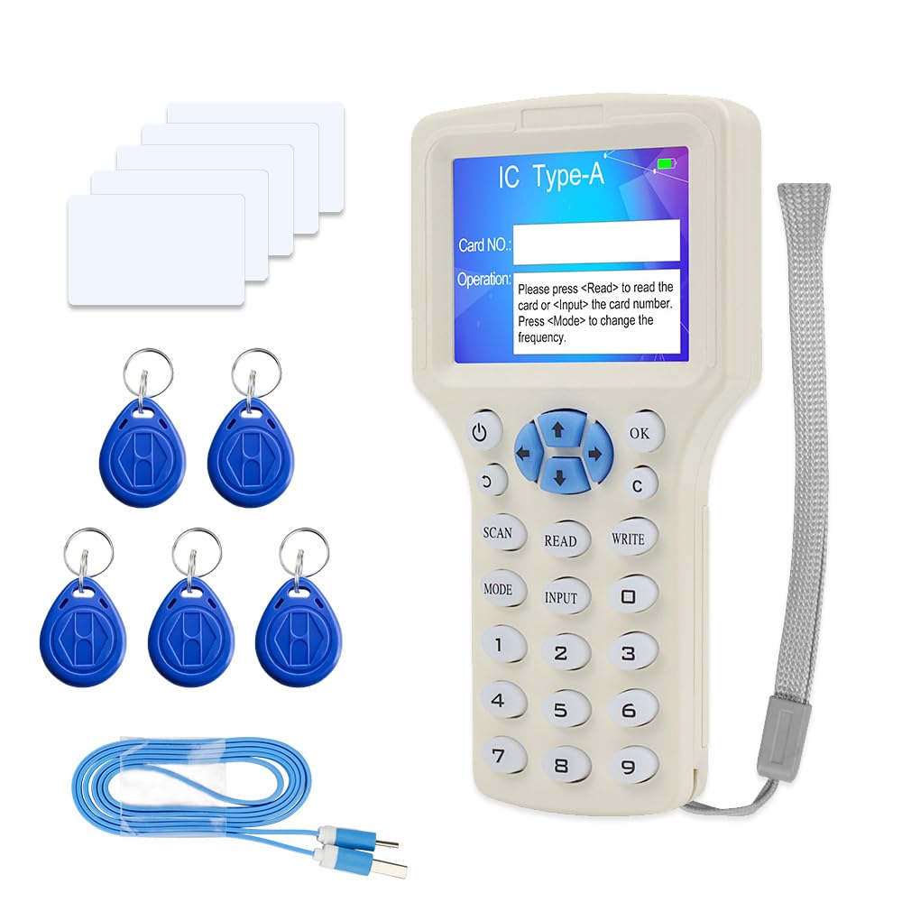 Lector NFC RFID 125 KHz 13,56 MHz 10 frecuencias pantalla a color decodificador tarjetas cifradas con tarjeta de llave