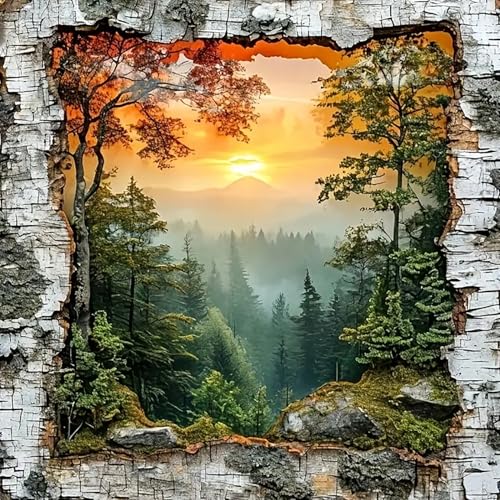 CHWGLFGG 5D Diamond Art Kits for Adults Beginners, Forest Landscape Diamond Painting Kits, DIY Full Round Drill Paint by Diamonds Dot Gem Art for Adults, Home Wall Decor 13.7X 13.7 Inch