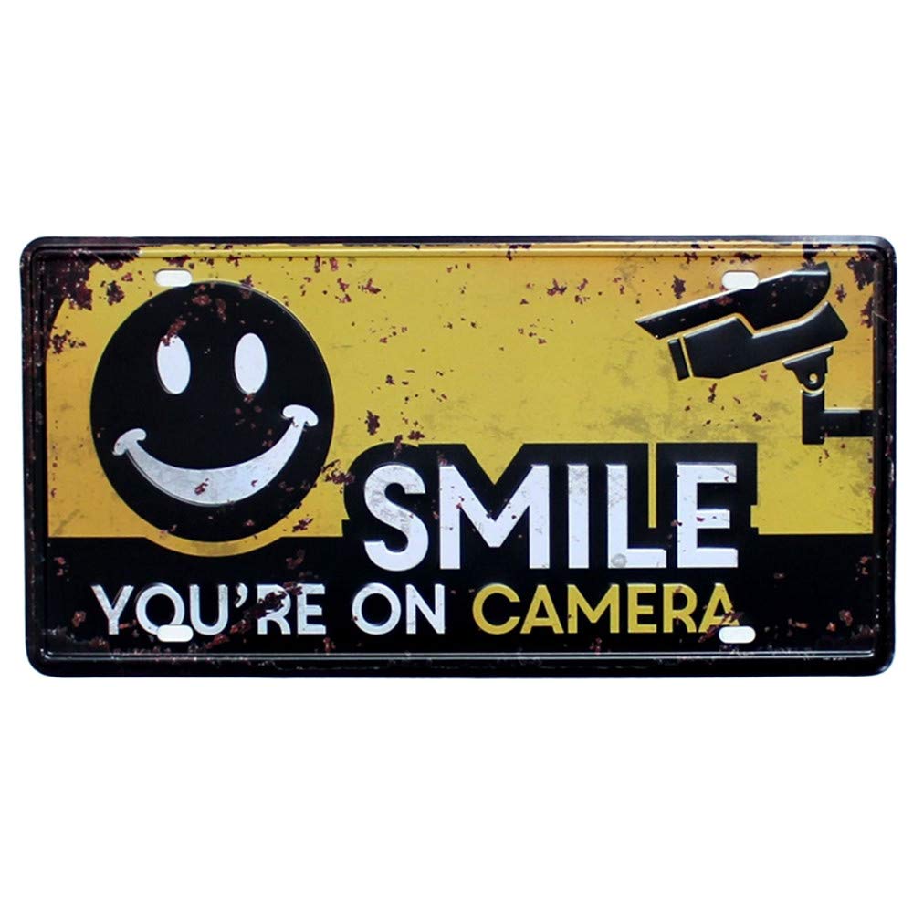 Mega-deal Smile You're on Camera Video Surveillance Sign Retro Tin Poster 30.5 x 15.2 cm