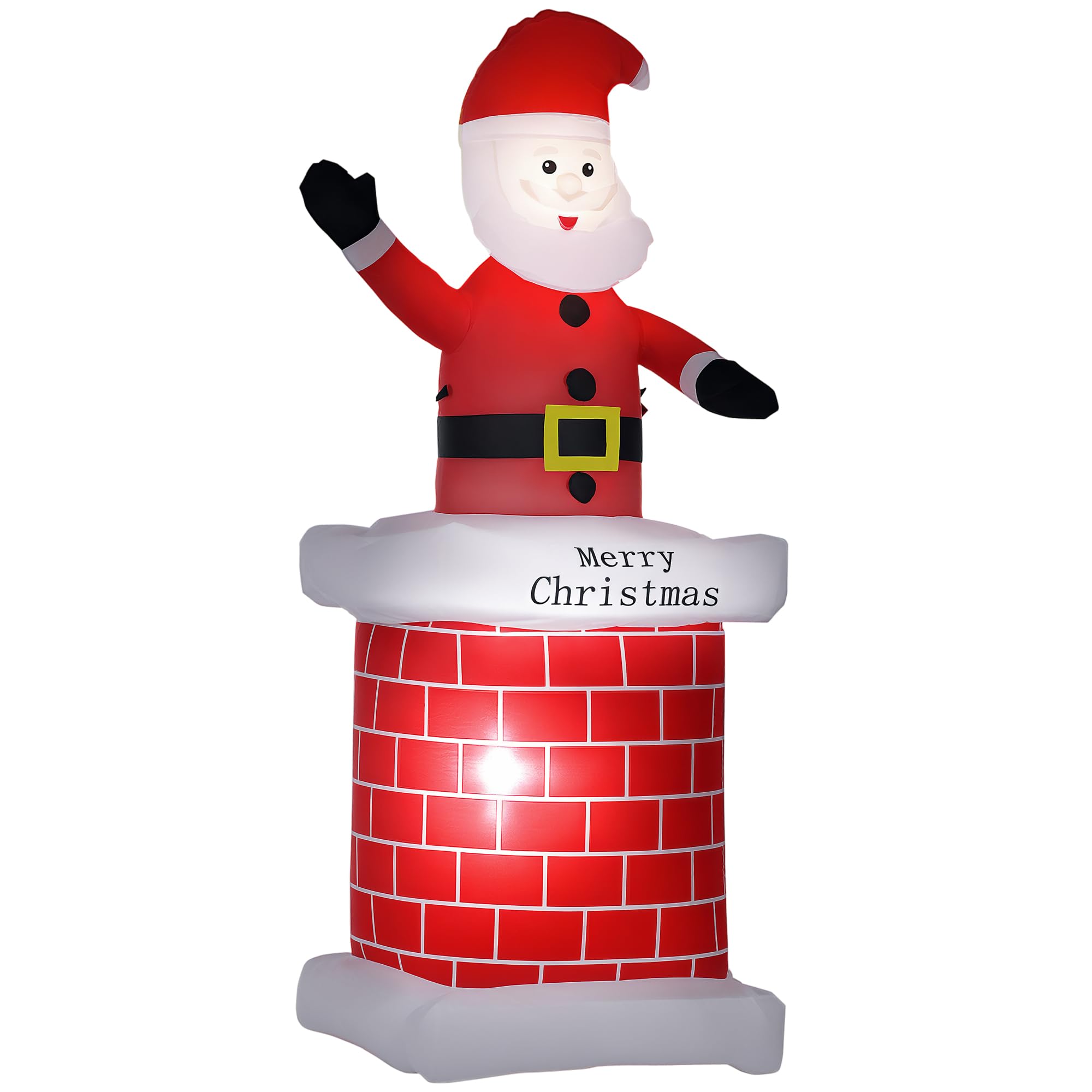 HOMCOM Aufblasbarer Weihnachtsmann mit Schornstein 210 cm Beleuchtet | Riesige Aufblasbar Weihnachtsdeko, LED Licht, Weihnachtsdekoration, Nikolaus, Weihnachten Dekoration, Für Drinnen Draußen