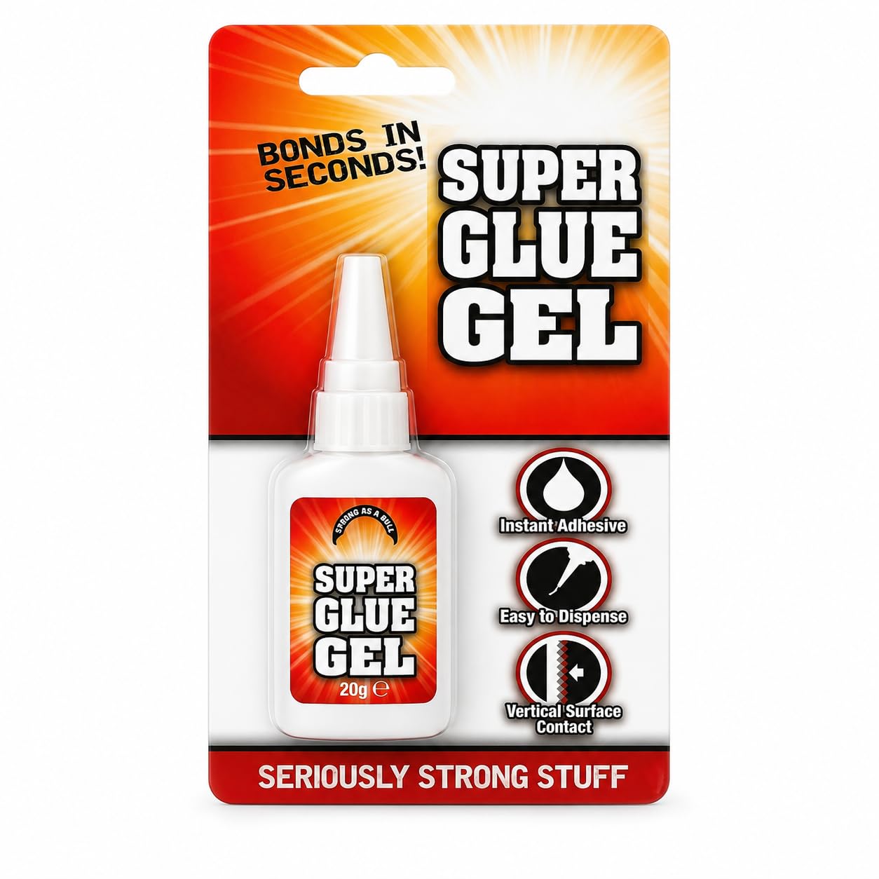 Super Glue Gel 20g – Extra Strong Fast Dry Adhesive for Plastic, Metal, Wood, Rubber, Ceramic & DIY Repairs – Precision No-Drip Instant Bond Glue (20g)