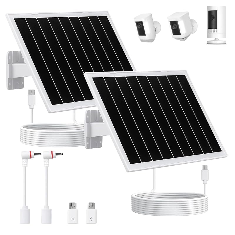 Painel Solar 8 W para Câmeras de Segurança Recarregáveis Ring, Eufy e Wyze Branco DSOGFOA Kit com 2 unidades
