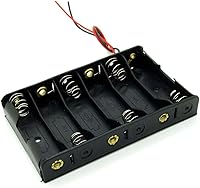 Vista 1 de Caja organizadora de 6 pilas AA 9V con cable conector - Almacenamiento negro de plástico ABS