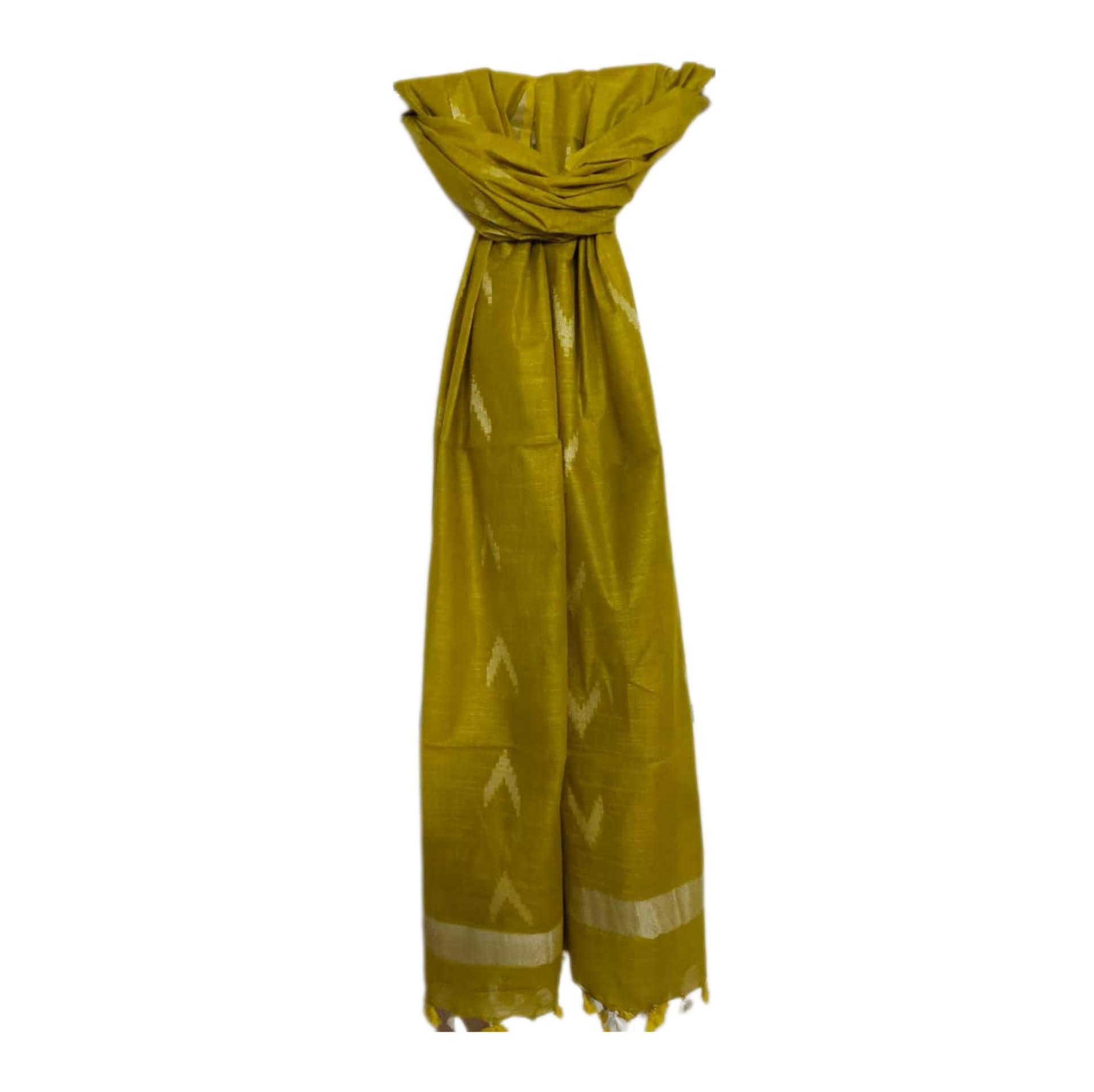 Zafreen HandloomWomen's Bhagalpuri Linen Cotton Blend Handloom Ikkat Dupatta with Zari Design, 2.25 Metres