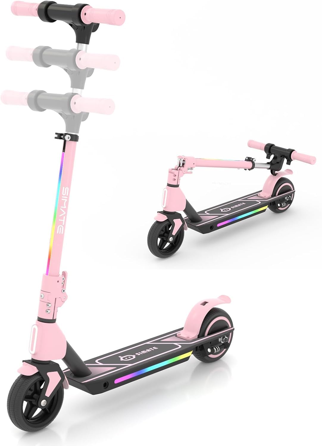 Electric Scooter, Adjustable Handlebar, 86-99 cm, Motor 130 W 3 Speeds 8-14 km/h, Autonomy up to 8 km, LED Display & Lights, 6.5" Anti-Puncture Wheels, for Children from 3 to 12 Years
