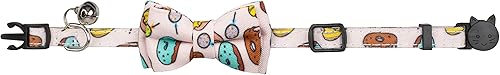 Miniatura 3 de Collar de gato rosa con pajarita de seguridad Breakaway Kitten 7-11in Dot Colorido Ajustable Food Donut