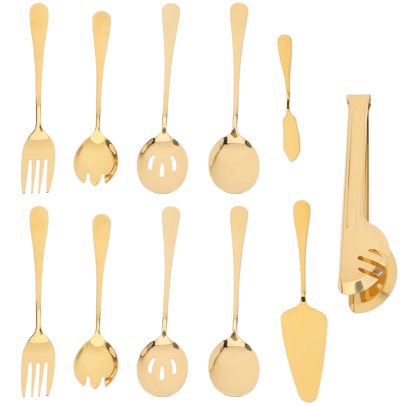 ifundom Edelstahl Multifunktional mit Oberfläche Besteckset in Gold Glatter 11 Stück Modernes Design und Rostfrei und Spülmaschinenfest für Party Dessertshop